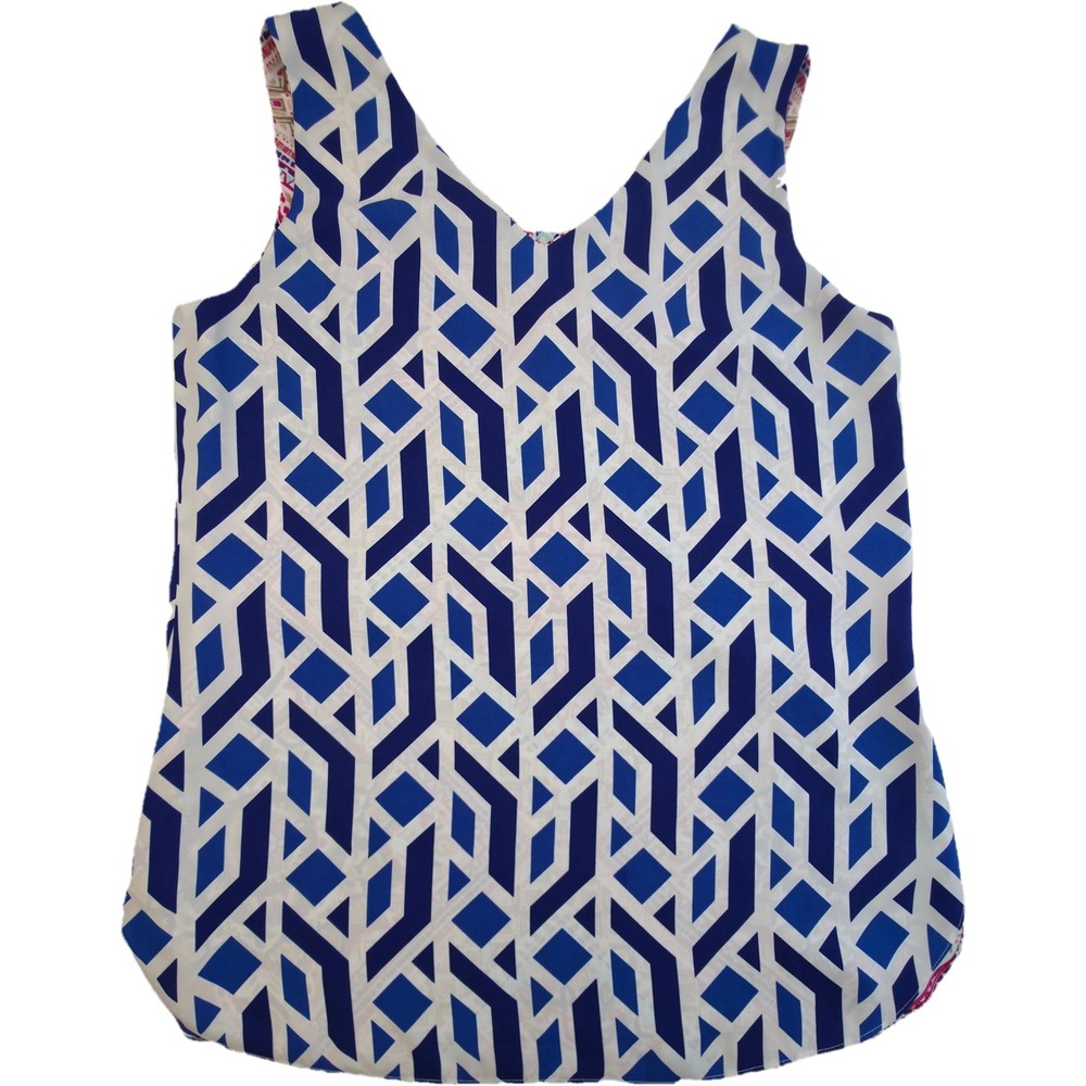 Chico's Tank Top Women 0 Blue Reversible Geometric Mandala